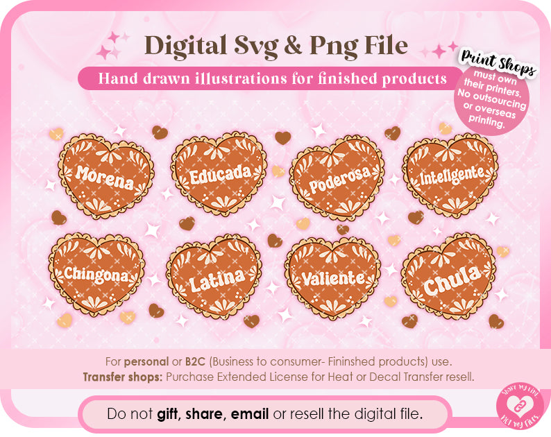 Corazoncitos de Barro Latina affirmations 16oz wrap Svg & Png