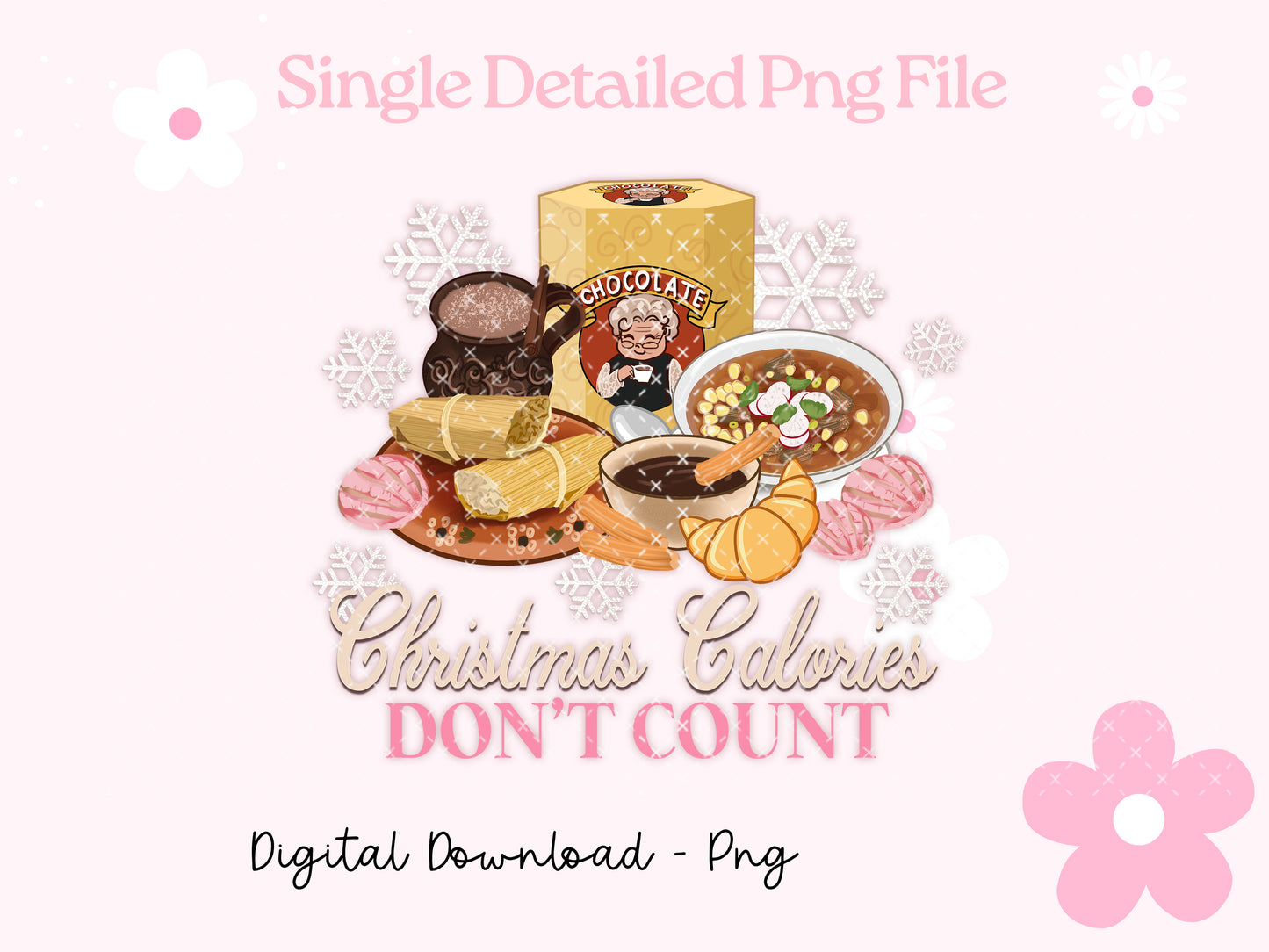 Christmas Calories Don't count Png Digital File