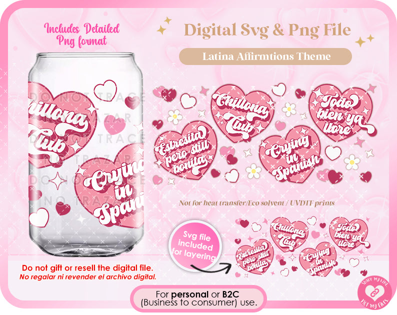 Sensitive Latina Affirmations Wrap Digital Svg & Png file