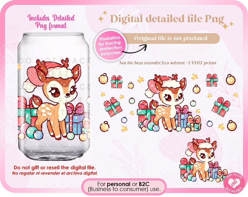 Bambi Kawaii Christmas Png Digital Download