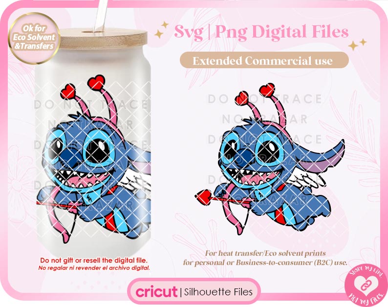 Blue Alien Valentine Svg, Png Digital File