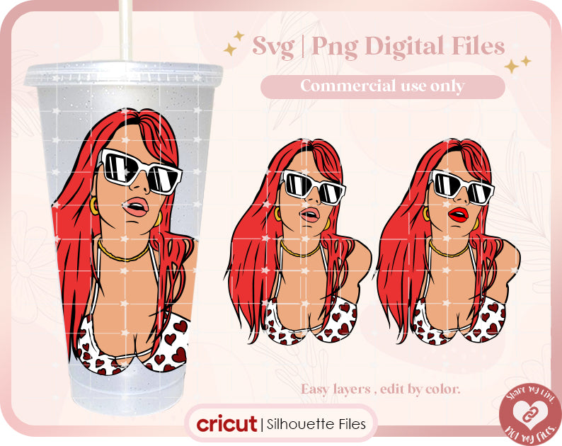La Bichota Karol G Bikini Red hair Svg, Png