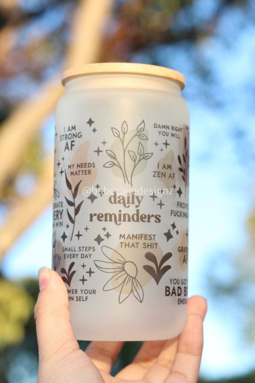 Daily Affirmations Glass Cup 17oz