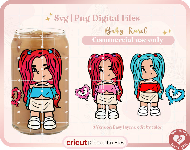 Baby Karol G Red hair Svg La Bichota Png