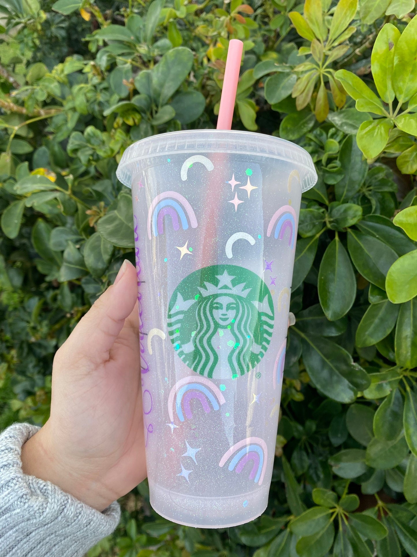 Unicorn Personalized Starbucks, Venti Cup, Iced coffee glitter, Starbucks Ice Cup, Vinyl Personalized, Epoxy seal