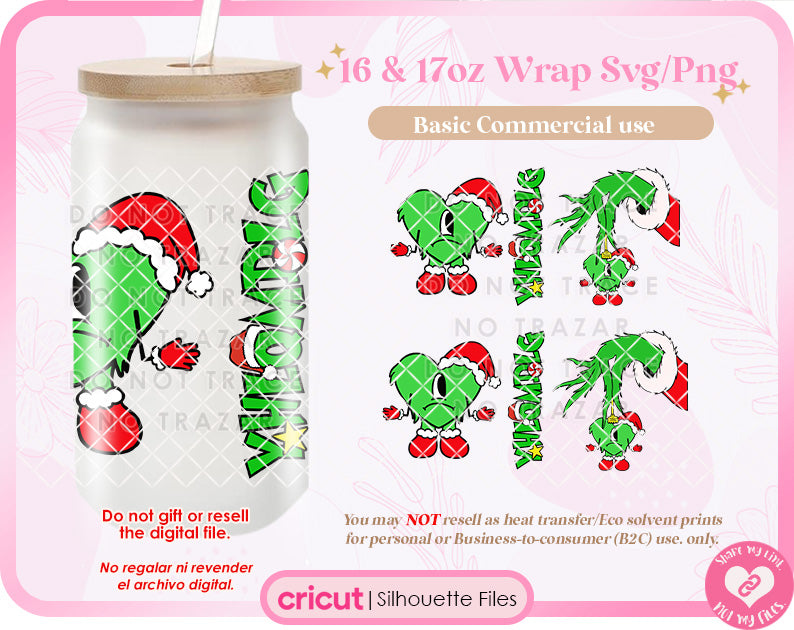 Benito YHLQMDLG Gr#nch Wrap 16 & 17oz SVG, PNG Digital Download