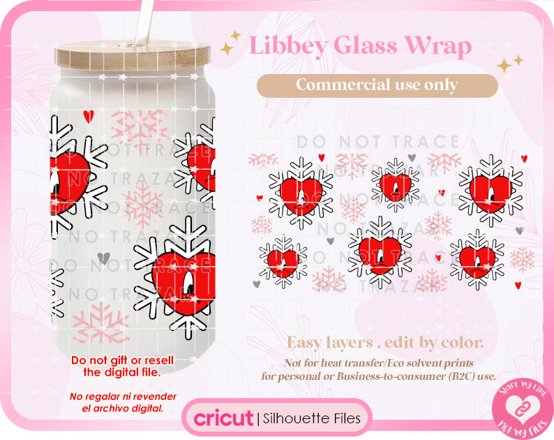 Navidad Sin ti Snowflakes Libbey 16oz wrap & Png