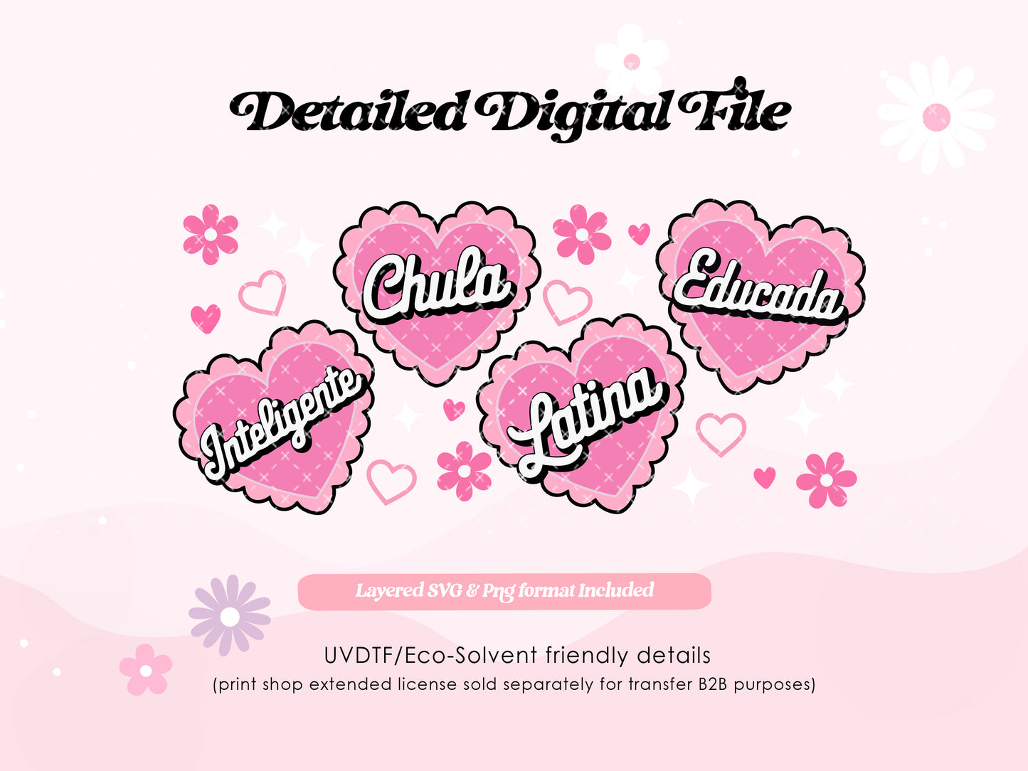 Latina Converation hearts Svg & Png Wrap Digital File