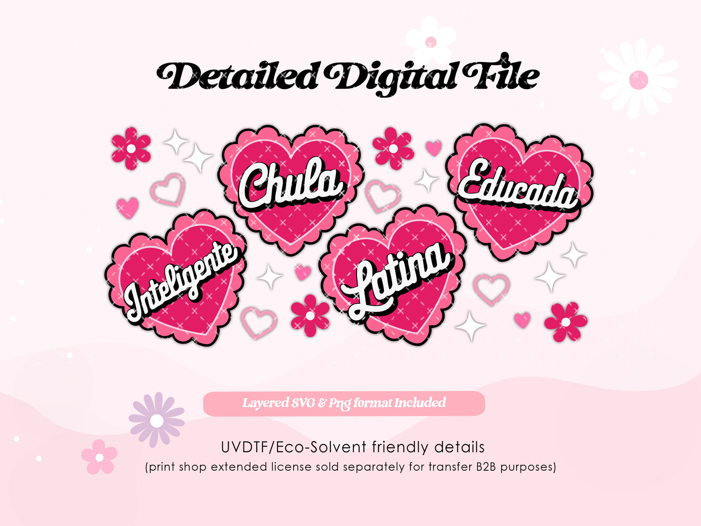 Latina Converation hearts Svg & Png Wrap Digital File