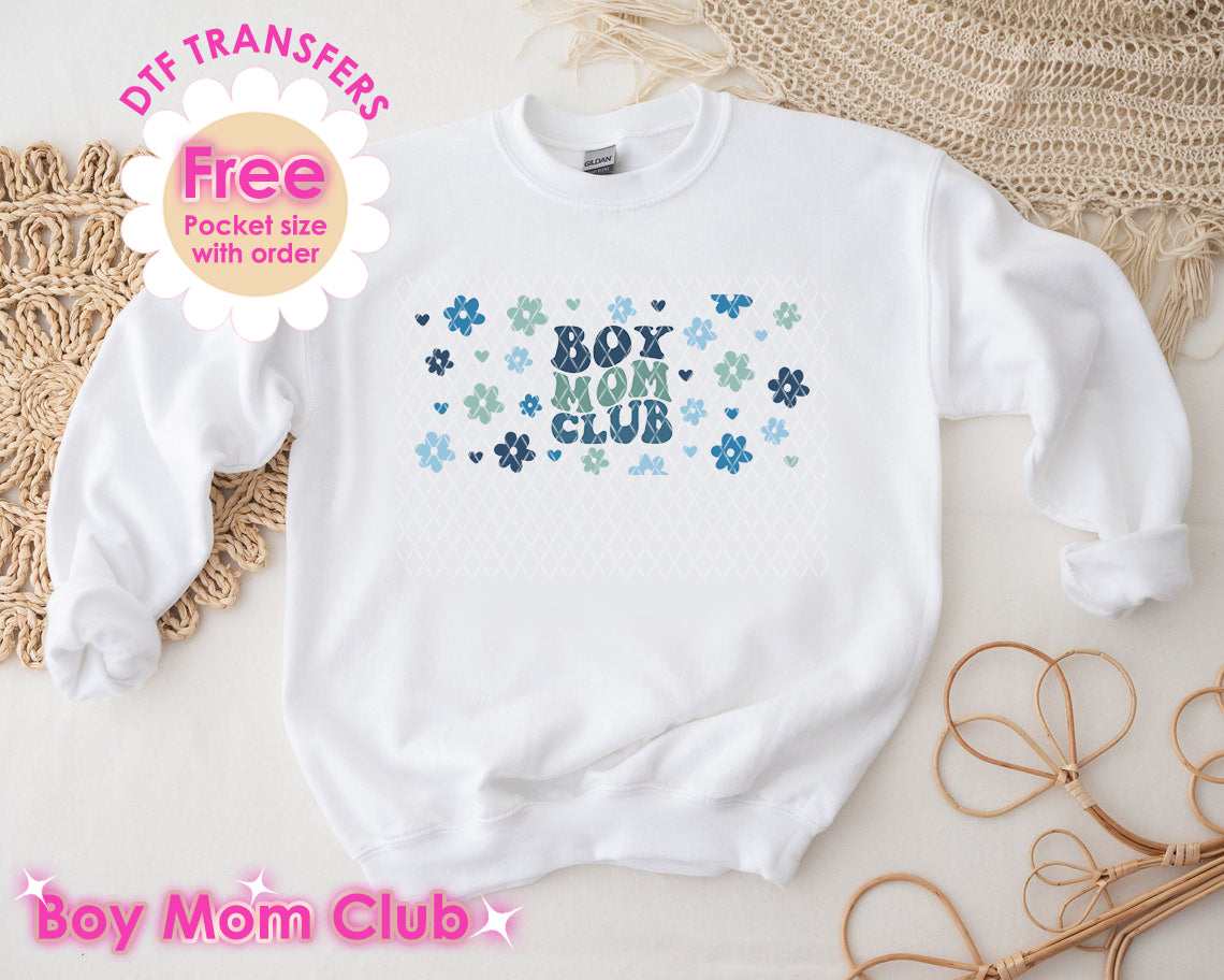 DTF Transfer Boy Mom Club + Free Pocket Size