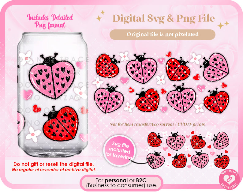 Heart Ladybug Wrap Digital Svg & Png file