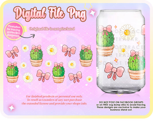 Cute Cactus Daisy Coquette Digital Png File