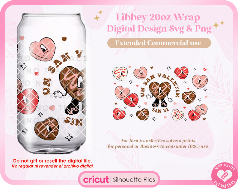 Bad Bunny Valentine Chocolate Candy Wrap for 20oz Digital File