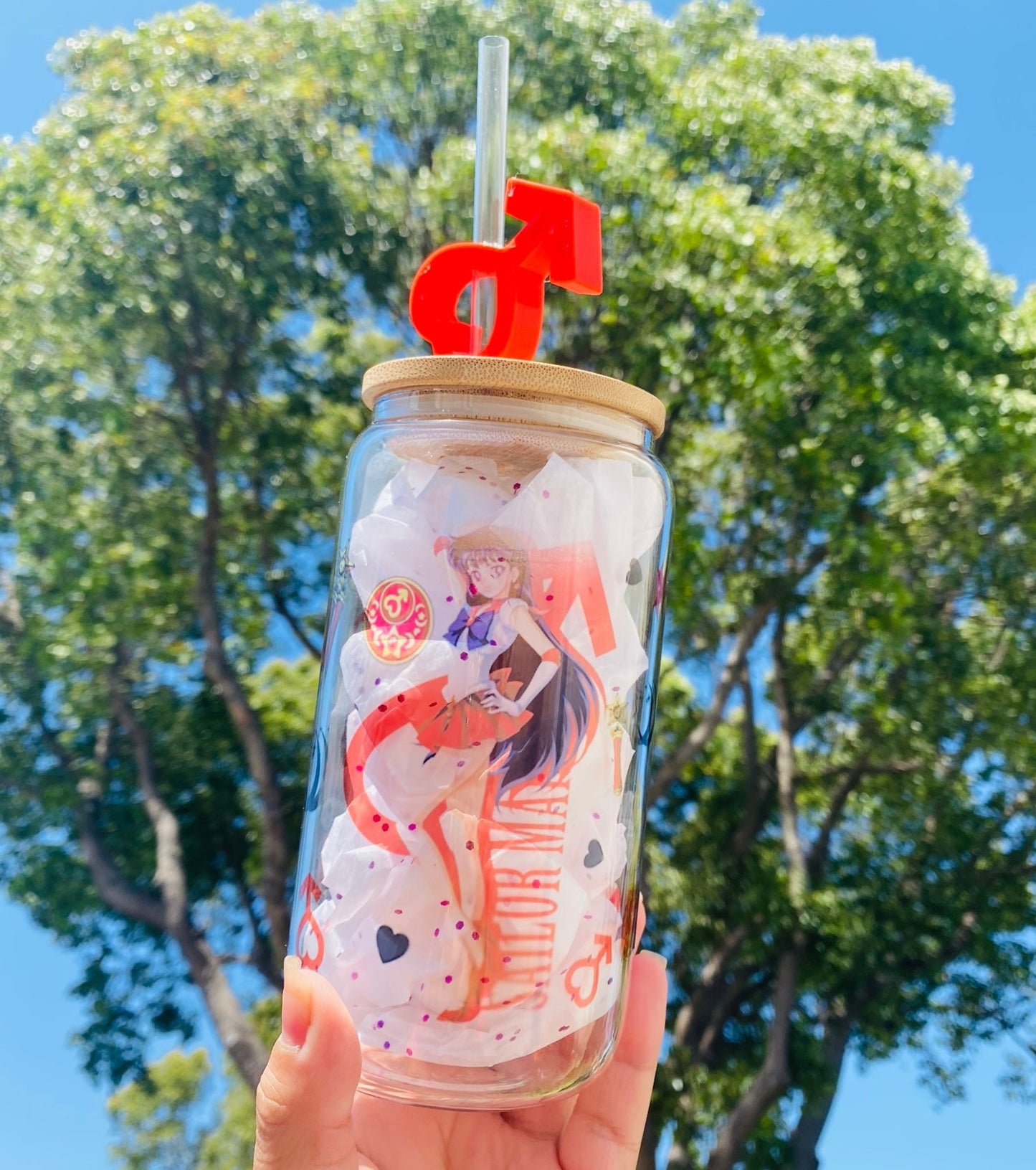 Anime Girl Sailor Mars  16 oz Glass Cup