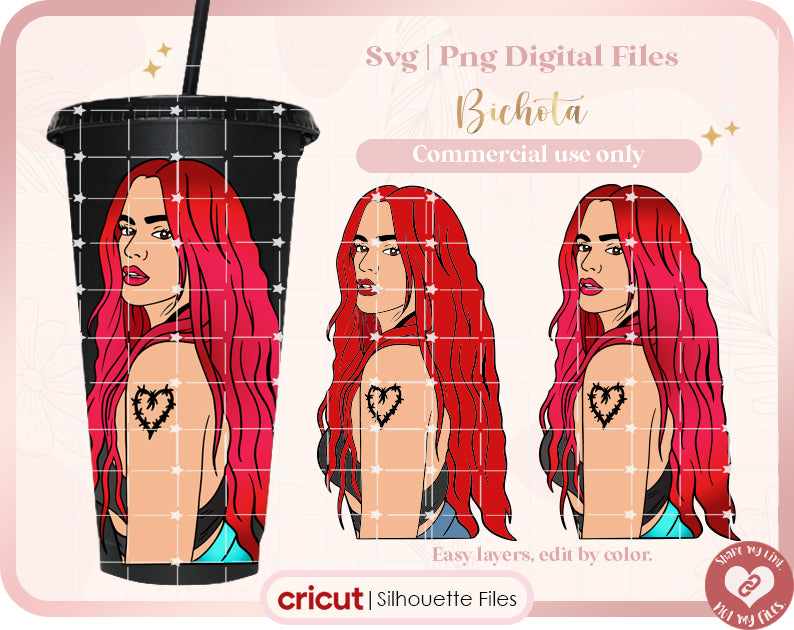 Bichota Karol G red hair Svg, Png